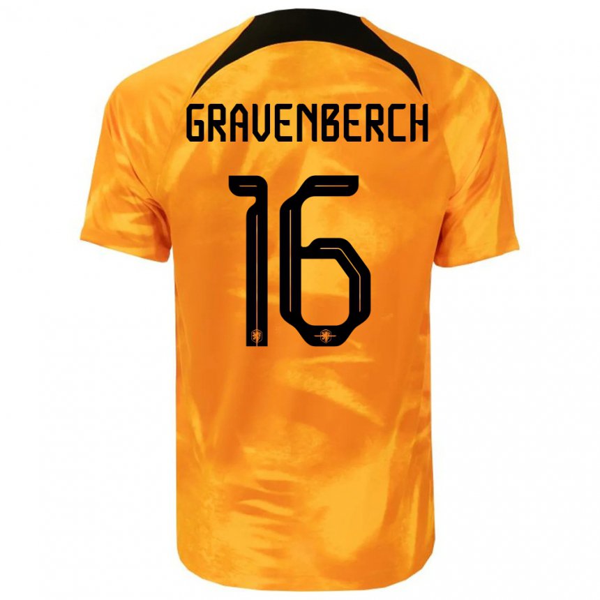 Hombre Camiseta Países Bajos Ryan Gravenberch #16 Naranja Láser 1ª Equipación 22-24 La Camisa