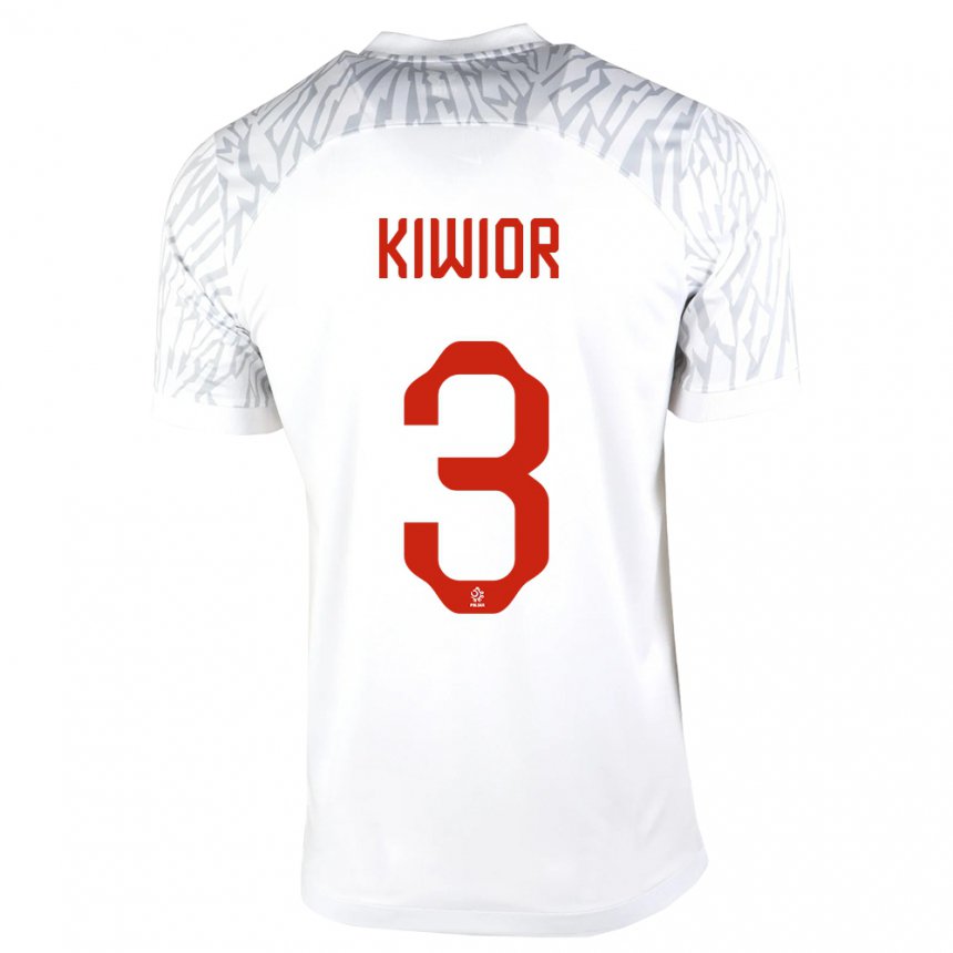 Hombre Camiseta Polonia Jakub Kiwior #3 Blanco 1ª Equipación 22-24 La Camisa