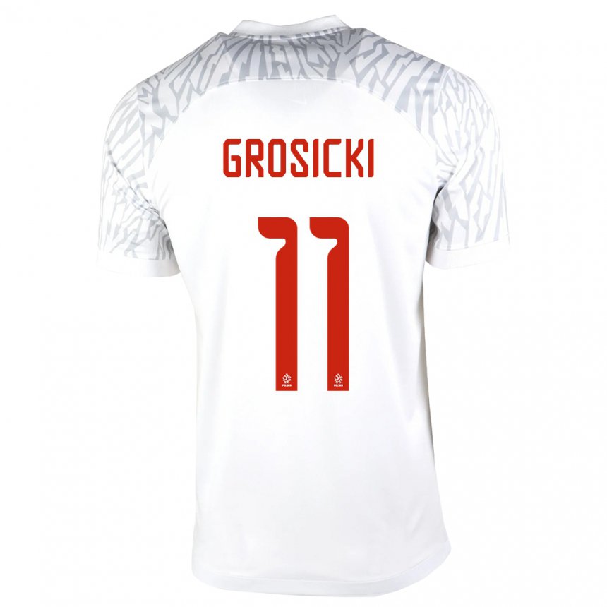 Hombre Camiseta Polonia Kamil Grosicki #11 Blanco 1ª Equipación 22-24 La Camisa