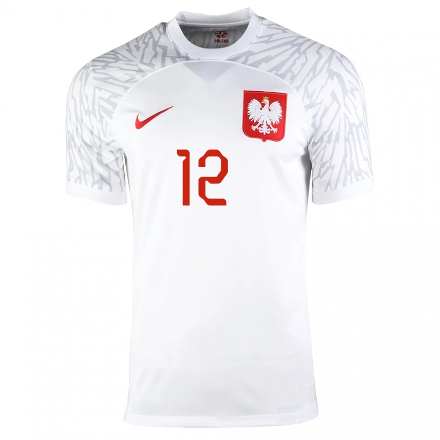 Hombre Camiseta Polonia Lukasz Skorupski #12 Blanco 1ª Equipación 22-24 La Camisa