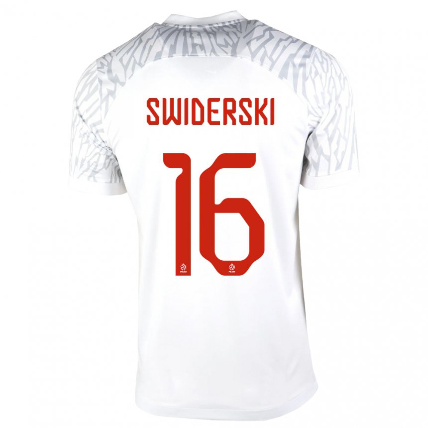 Hombre Camiseta Polonia Karol Swiderski #16 Blanco 1ª Equipación 22-24 La Camisa