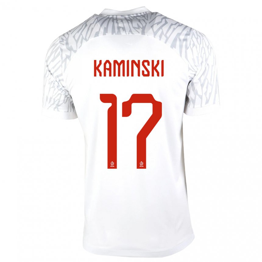 Hombre Camiseta Polonia Jakub Kaminski #17 Blanco 1ª Equipación 22-24 La Camisa