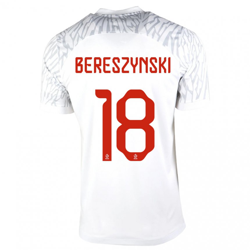 Hombre Camiseta Polonia Bartosz Bereszynski #18 Blanco 1ª Equipación 22-24 La Camisa