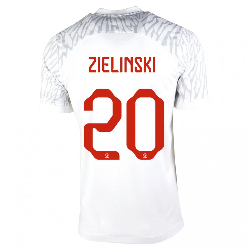 Hombre Camiseta Polonia Piotr Zielinski #20 Blanco 1ª Equipación 22-24 La Camisa