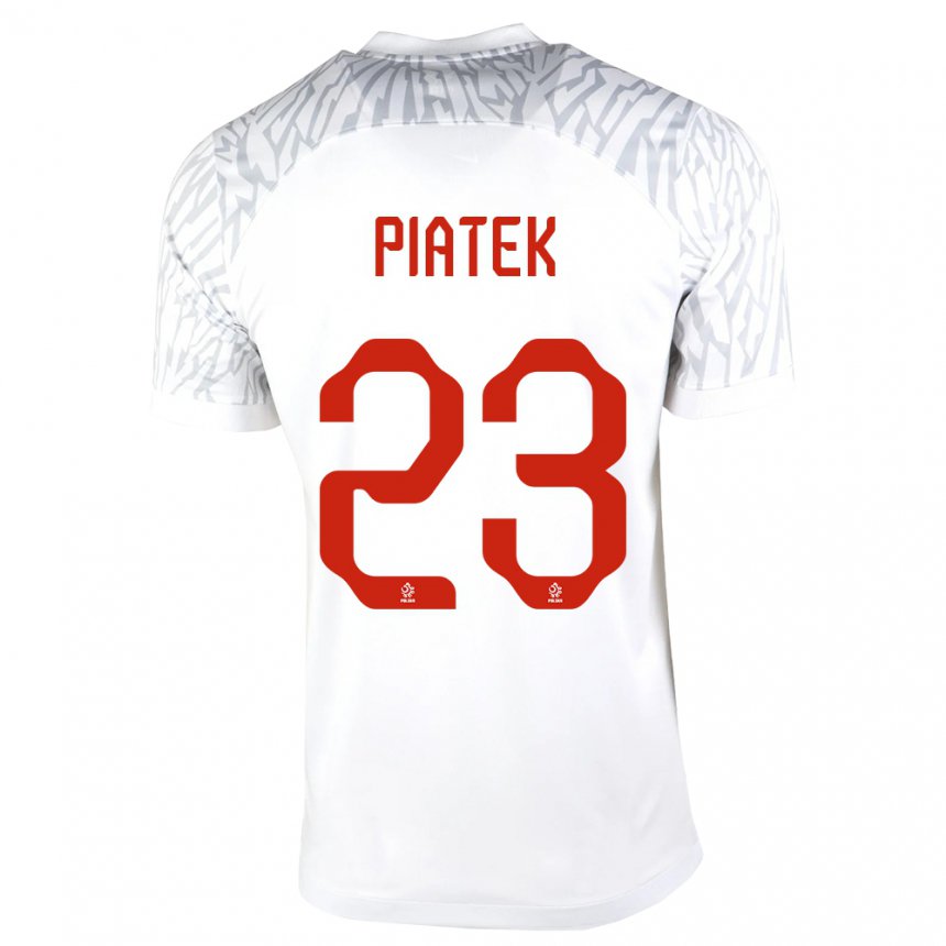 Hombre Camiseta Polonia Krzysztof Piatek #23 Blanco 1ª Equipación 22-24 La Camisa