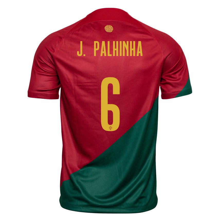 Hombre Camiseta Portugal Joao Palhinha #6 Rojo Verde 1ª Equipación 22-24 La Camisa
