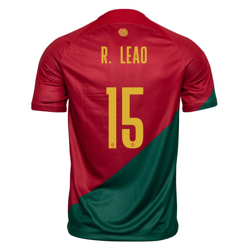 Hombre Camiseta Portugal Rafael Leao #15 Rojo Verde 1ª Equipación 22-24 La Camisa