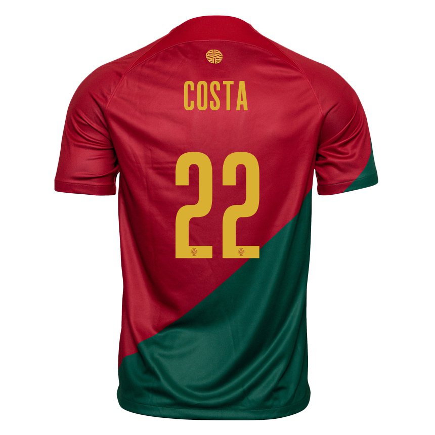 Hombre Camiseta Portugal Diogo Costa #22 Rojo Verde 1ª Equipación 22-24 La Camisa