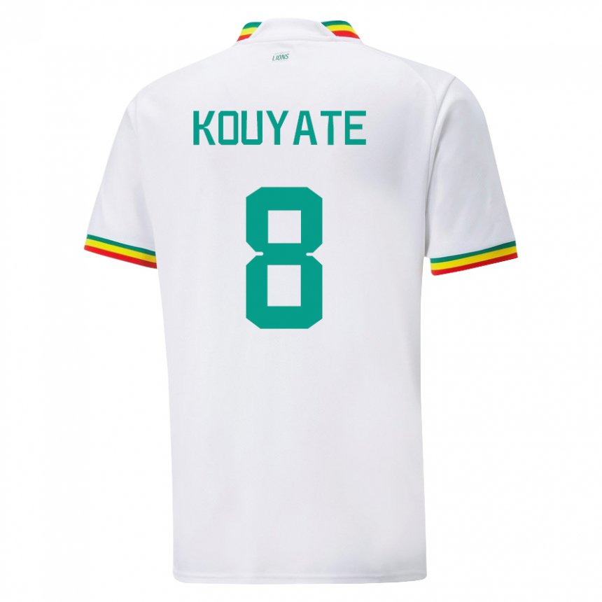 Hombre Camiseta Senegal Cheikhou Kouyate #8 Blanco 1ª Equipación 22-24 La Camisa