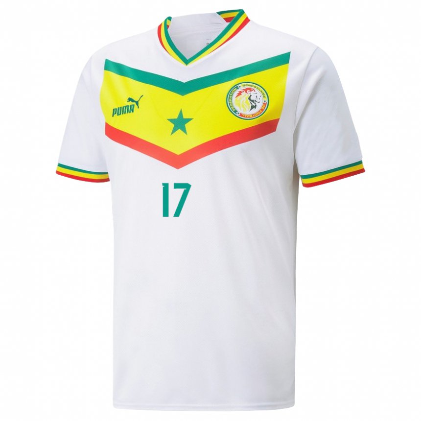 Hombre Camiseta Senegal Pape Matar Sarr #17 Blanco 1ª Equipación 22-24 La Camisa