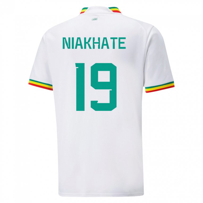 Hombre Camiseta Senegal Moussa Niakhate #19 Blanco 1ª Equipación 22-24 La Camisa