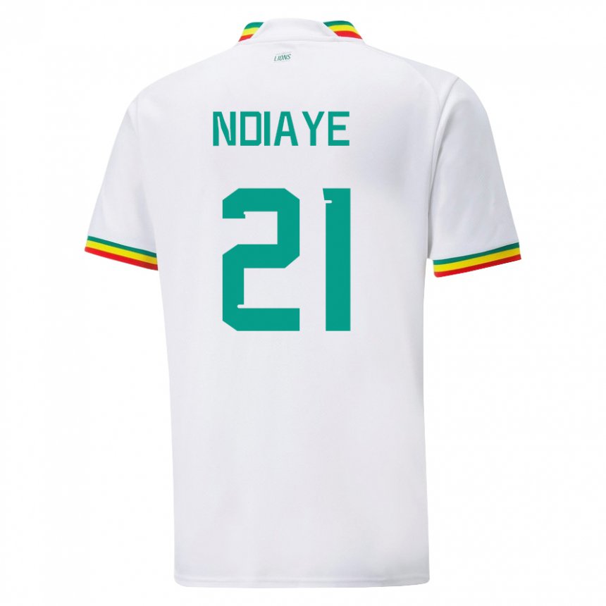 Hombre Camiseta Senegal Iliman Ndiaye #21 Blanco 1ª Equipación 22-24 La Camisa