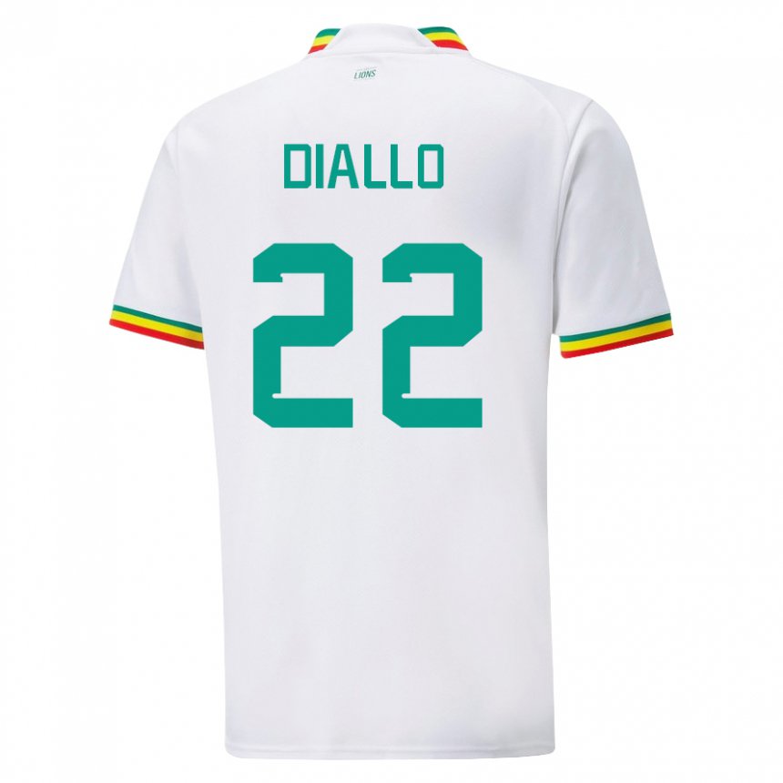 Hombre Camiseta Senegal Abdou Diallo #22 Blanco 1ª Equipación 22-24 La Camisa