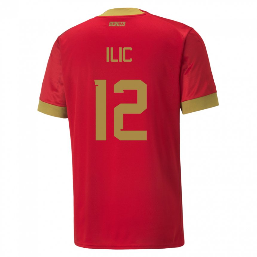 Hombre Camiseta Serbia Marko Ilic #12 Rojo 1ª Equipación 22-24 La Camisa