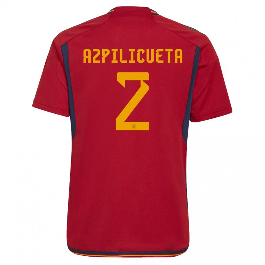Hombre Camiseta España Cesar Azpilicueta #2 Rojo 1ª Equipación 22-24 La Camisa