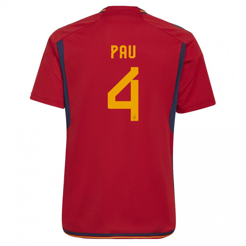 Hombre Camiseta España Pau Torres #4 Rojo 1ª Equipación 22-24 La Camisa