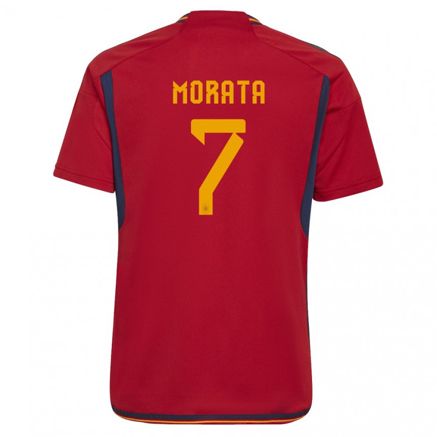 Hombre Camiseta España Alvaro Morata #7 Rojo 1ª Equipación 22-24 La Camisa