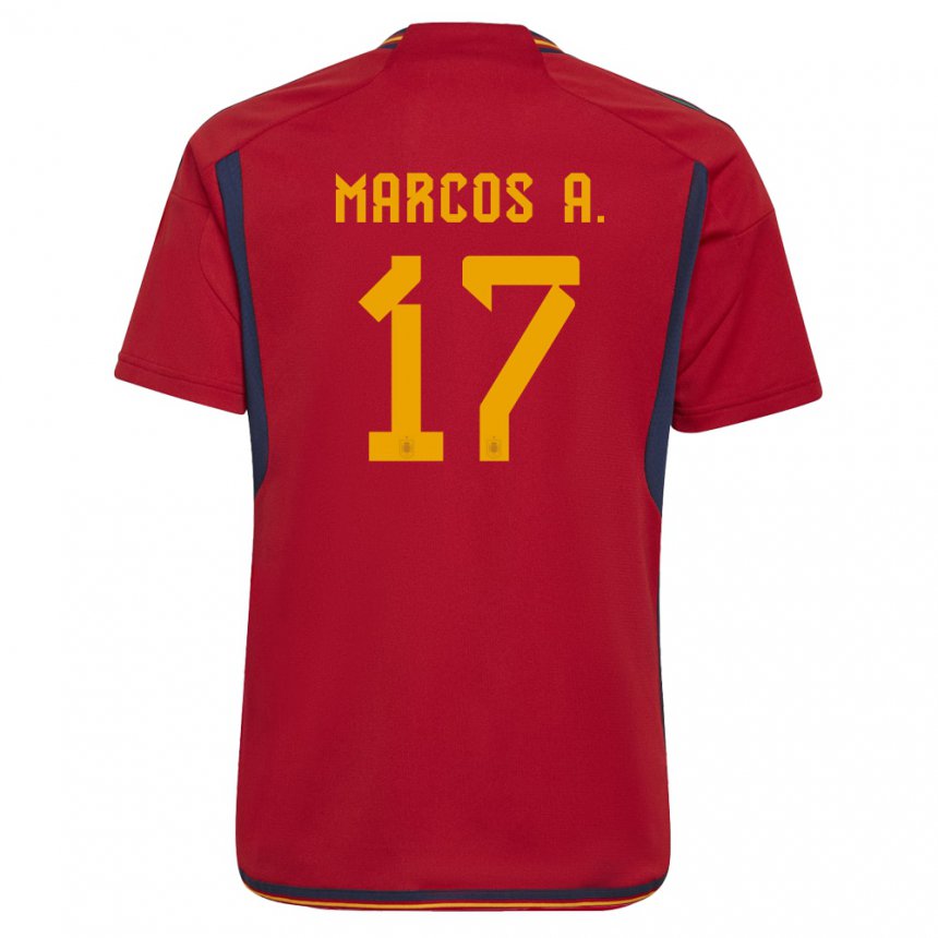 Hombre Camiseta España Marcos Alonso #17 Rojo 1ª Equipación 22-24 La Camisa