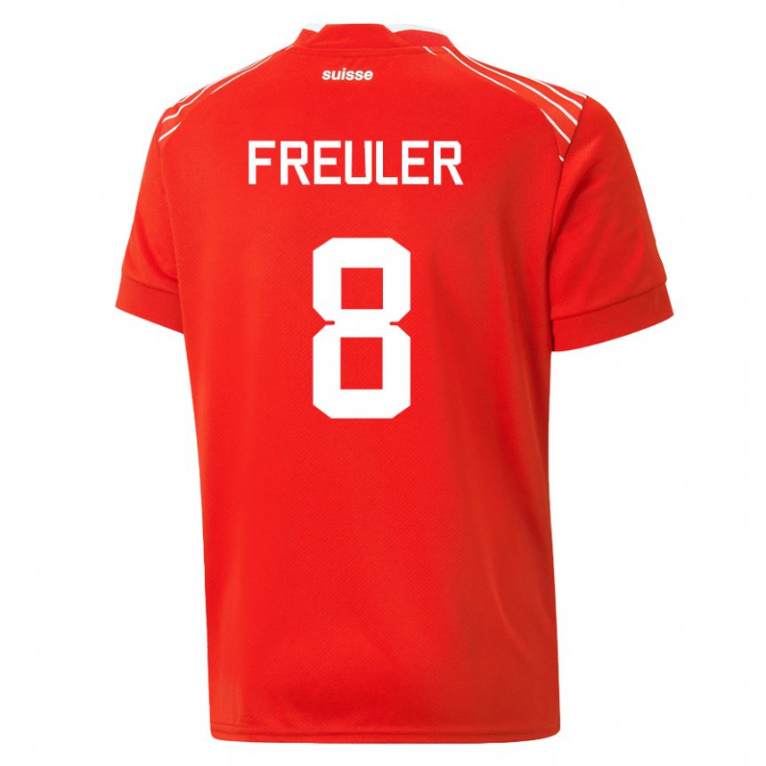 Hombre Camiseta Suiza Remo Freuler #8 Rojo 1ª Equipación 22-24 La Camisa