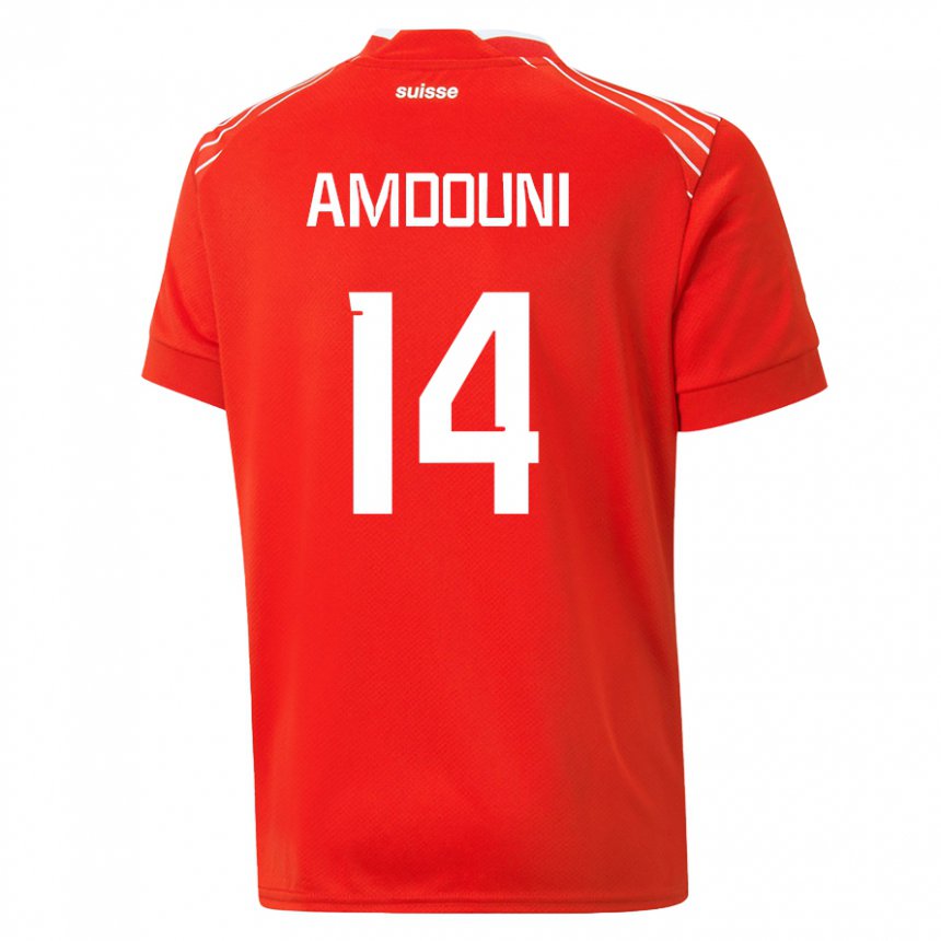Hombre Camiseta Suiza Mohamed Zeki Amdouni #14 Rojo 1ª Equipación 22-24 La Camisa