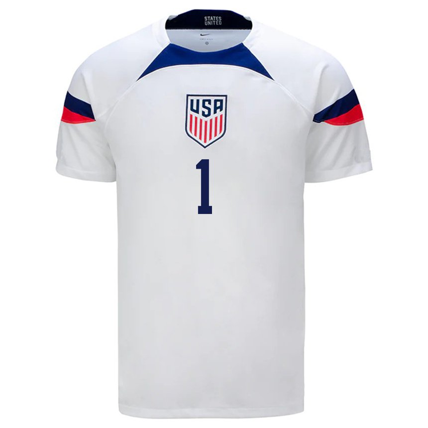 Hombre Camiseta Estados Unidos Matt Turner #1 Blanco 1ª Equipación 22-24 La Camisa