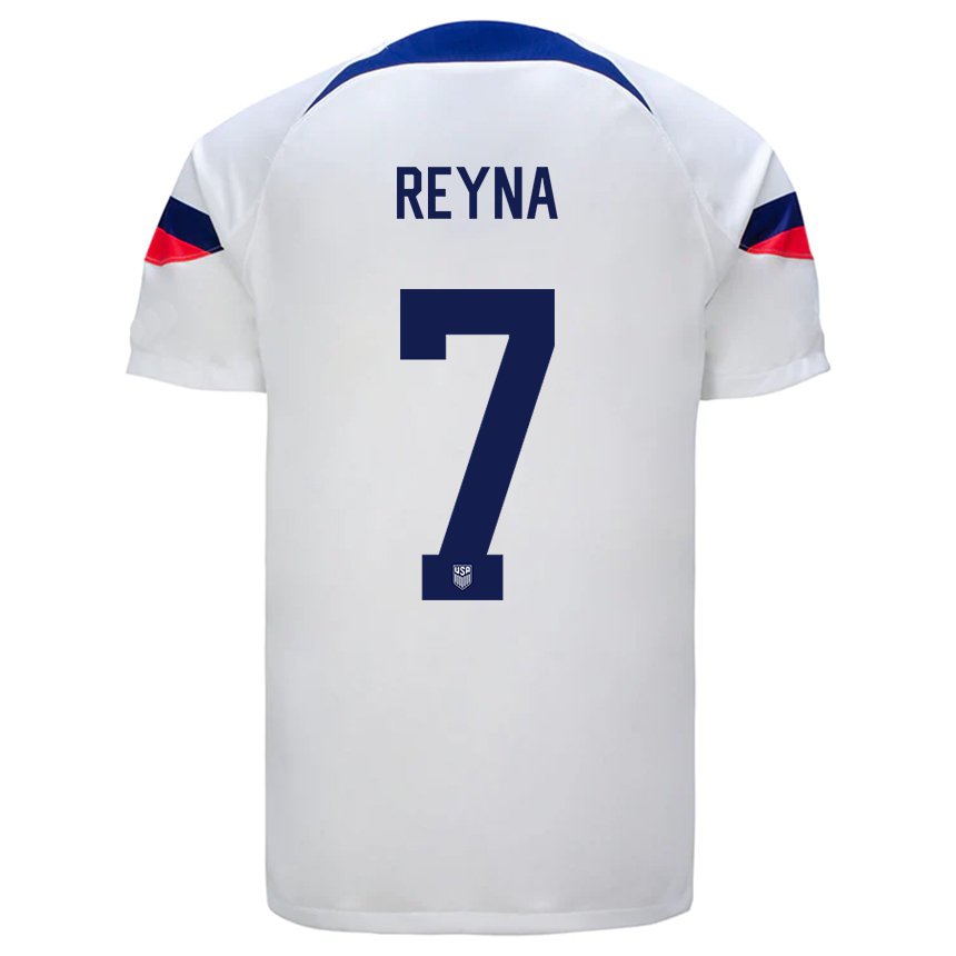 Hombre Camiseta Estados Unidos Giovanni Reyna #7 Blanco 1ª Equipación 22-24 La Camisa