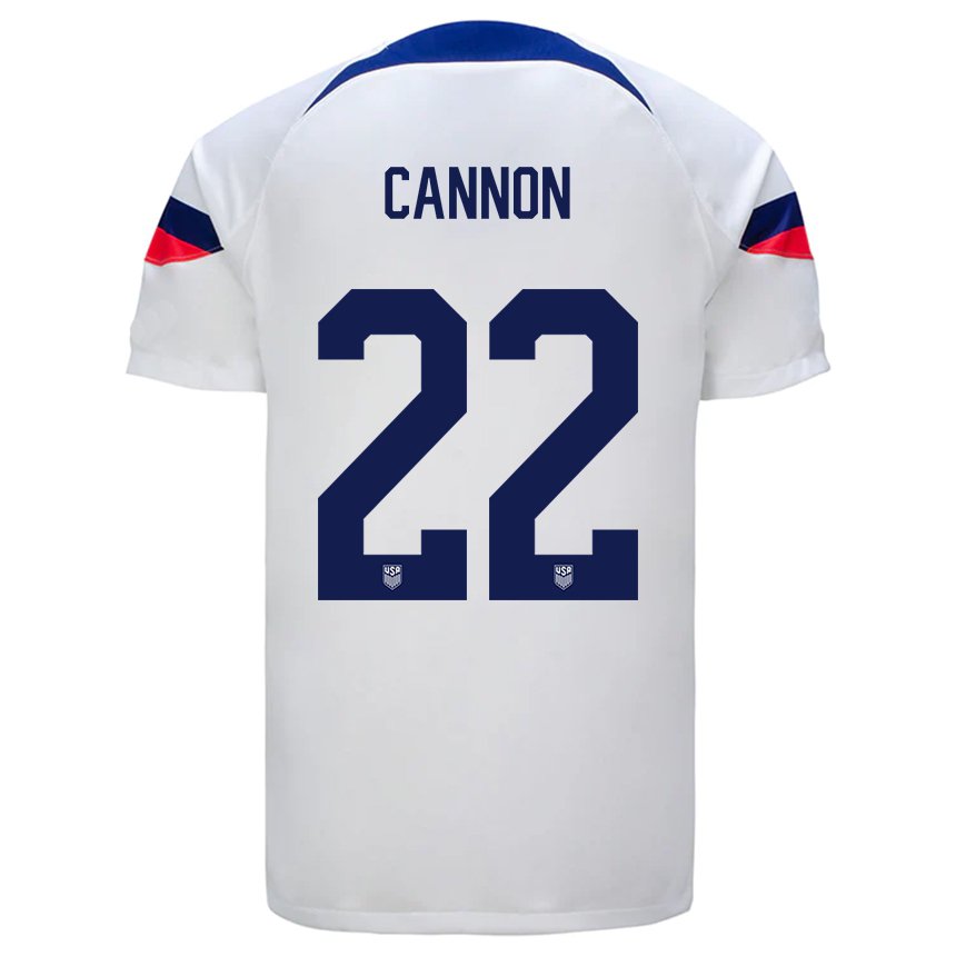 Hombre Camiseta Estados Unidos Reggie Cannon #22 Blanco 1ª Equipación 22-24 La Camisa