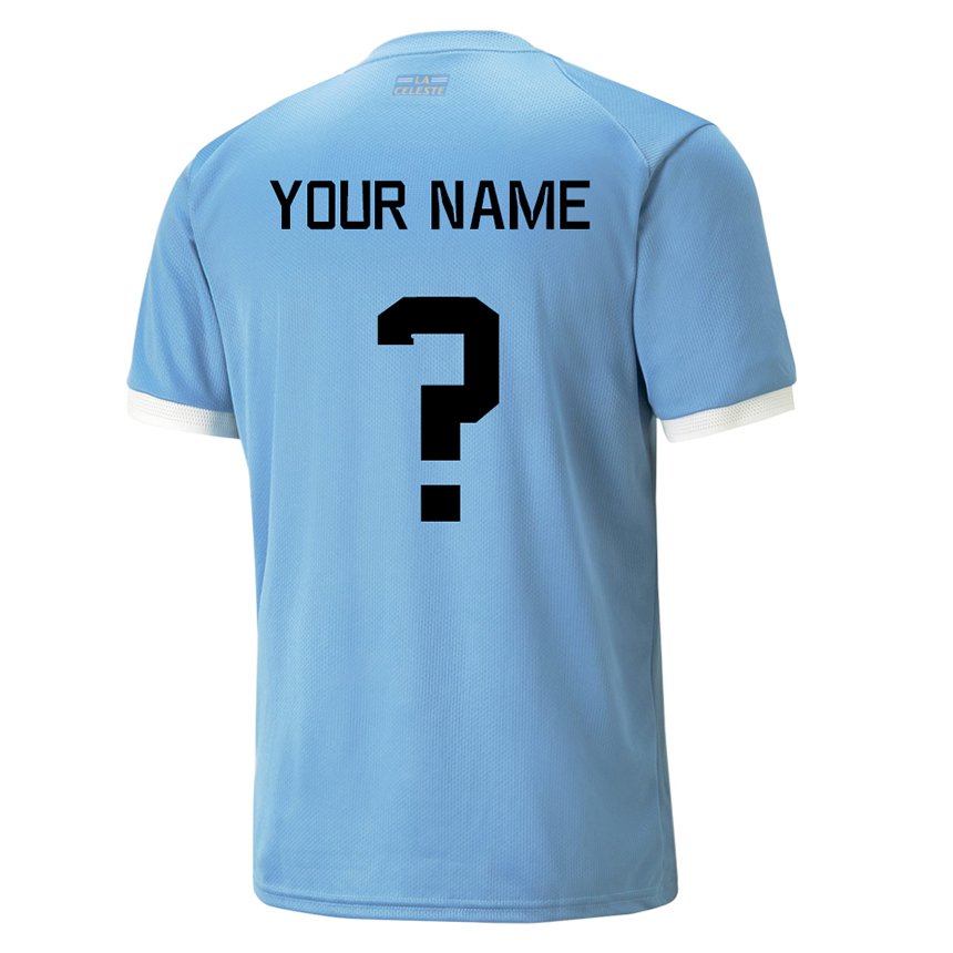 Hombre Camiseta Uruguay Su Nombre #0 Azul 1ª Equipación 22-24 La Camisa