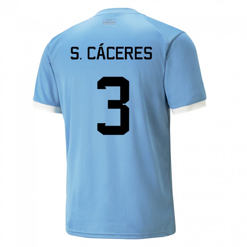Hombre Camiseta Uruguay Sebastian Caceres #3 Azul 1ª Equipación 22-24 La Camisa