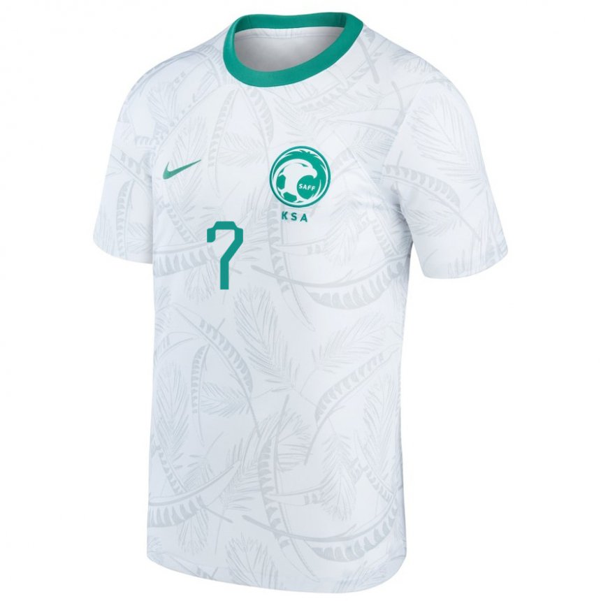Hombre Camiseta Arabia Saudita Salman Al Faraj #7 Blanco 1ª Equipación 22-24 La Camisa