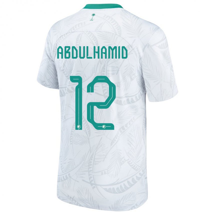Hombre Camiseta Arabia Saudita Saud Abdulhamid #12 Blanco 1ª Equipación 22-24 La Camisa