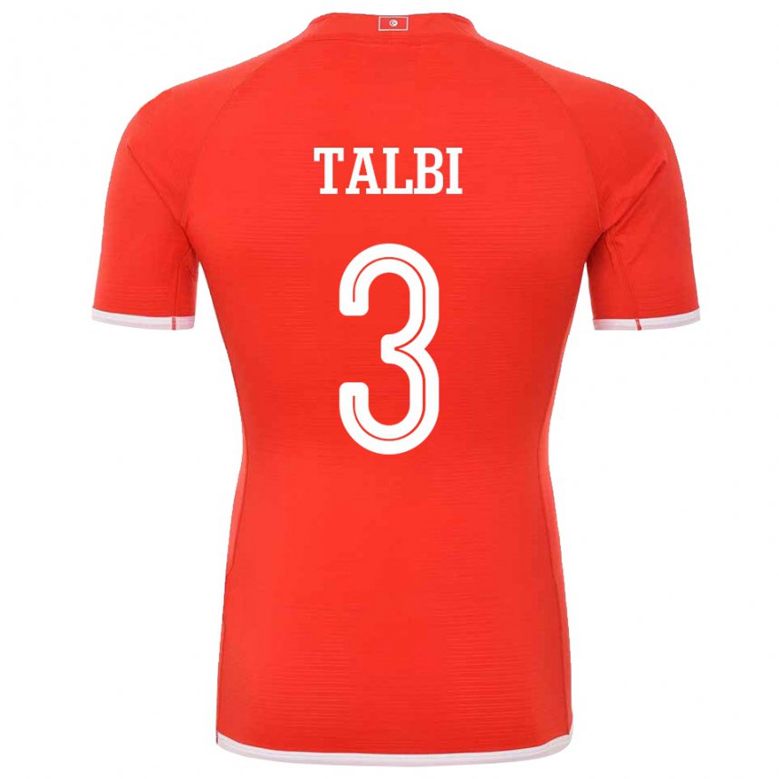 Hombre Camiseta Túnez Montassar Talbi #3 Rojo 1ª Equipación 22-24 La Camisa