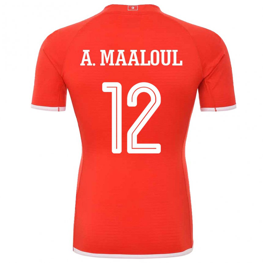 Hombre Camiseta Túnez Ali Maaloul #12 Rojo 1ª Equipación 22-24 La Camisa
