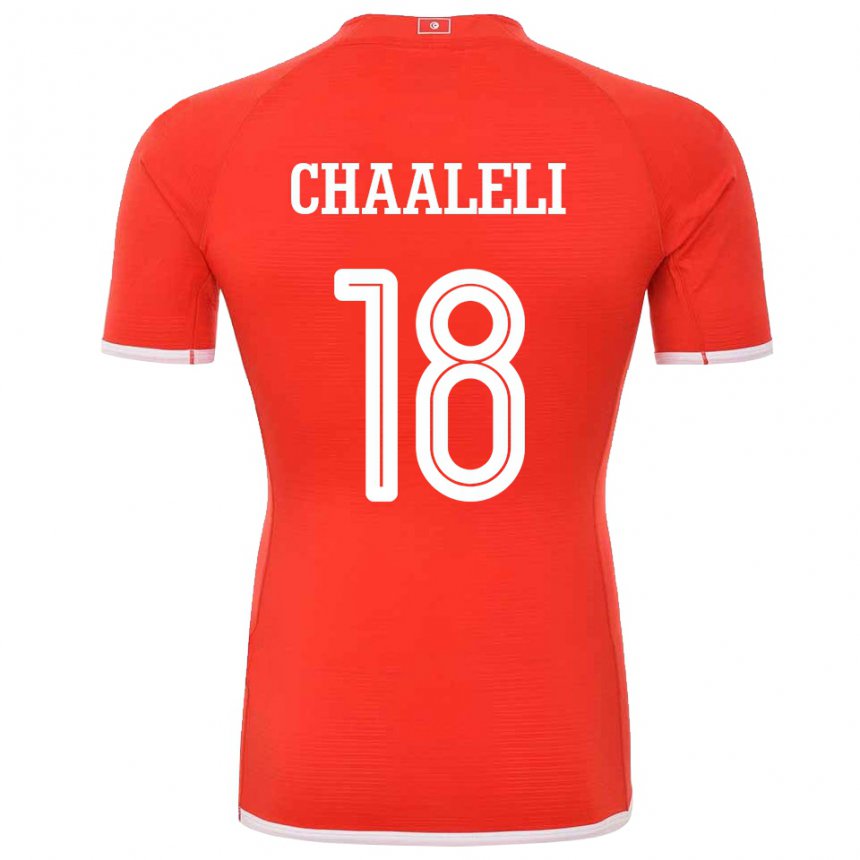 Hombre Camiseta Túnez Ghaliene Chaaleli #18 Rojo 1ª Equipación 22-24 La Camisa