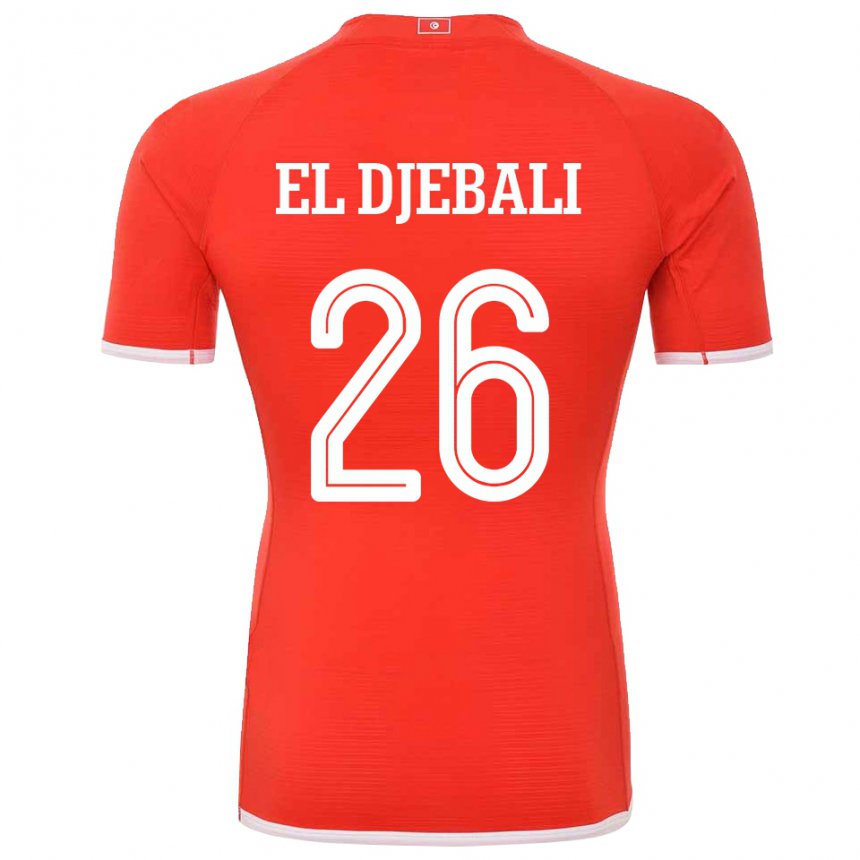 Hombre Camiseta Túnez Chaim El Djebali #26 Rojo 1ª Equipación 22-24 La Camisa
