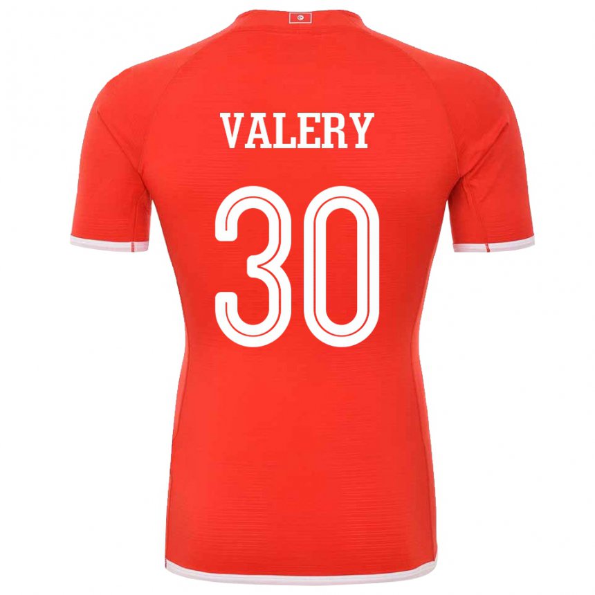 Hombre Camiseta Túnez Yann Valery #30 Rojo 1ª Equipación 22-24 La Camisa