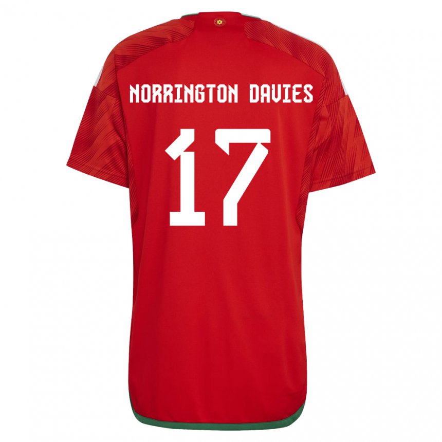 Hombre Camiseta Gales Rhys Norrington Davies #17 Rojo 1ª Equipación 22-24 La Camisa