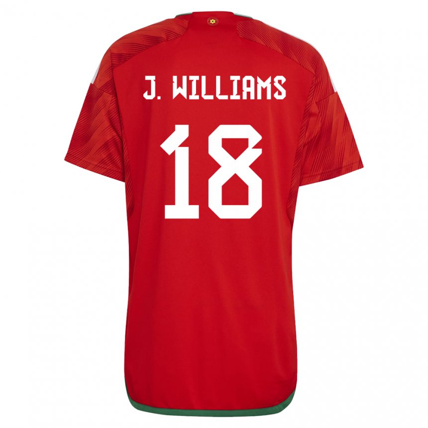 Hombre Camiseta Gales Jonathan Williams #18 Rojo 1ª Equipación 22-24 La Camisa