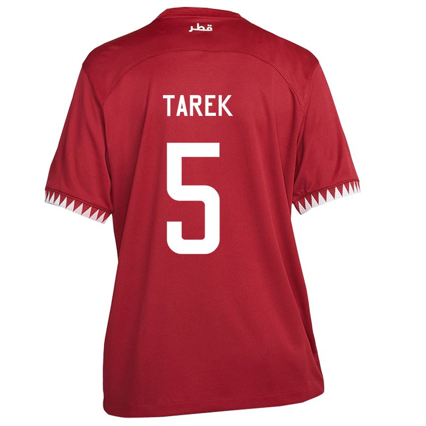 Hombre Camiseta Catar Tarek Salman #5 Granate 1ª Equipación 22-24 La Camisa