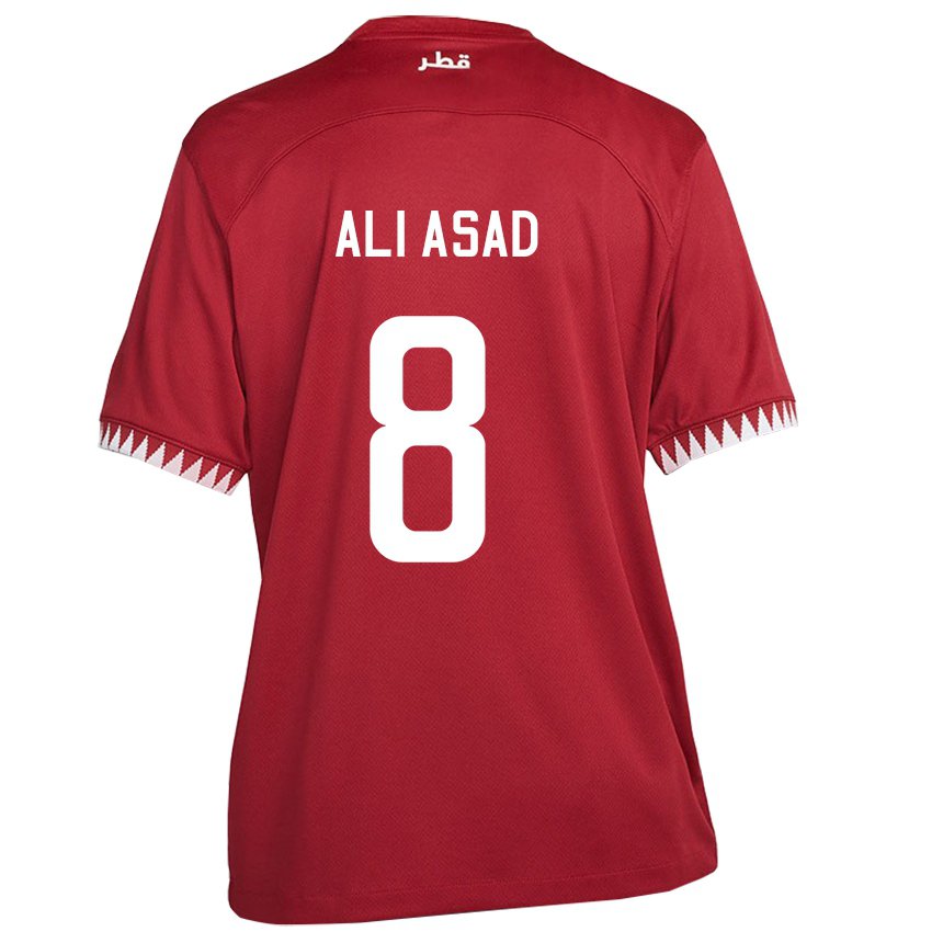 Hombre Camiseta Catar Ali Asad #8 Granate 1ª Equipación 22-24 La Camisa