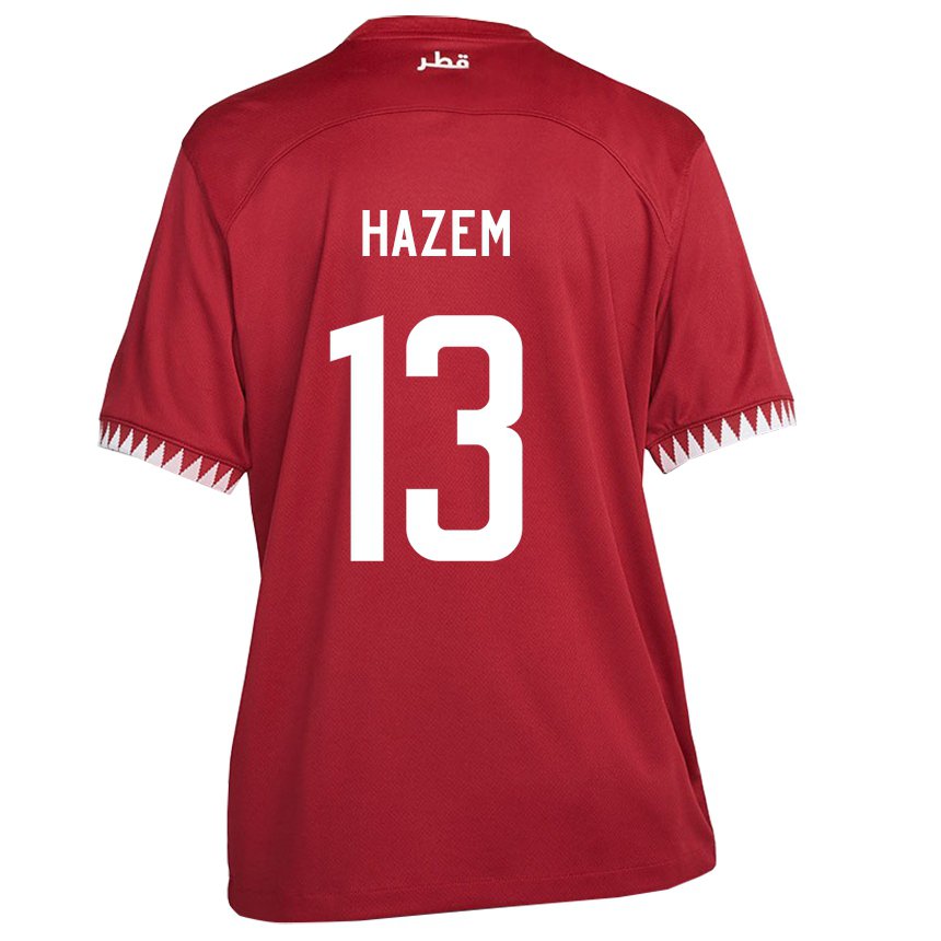 Hombre Camiseta Catar Hazem Shehata #13 Granate 1ª Equipación 22-24 La Camisa