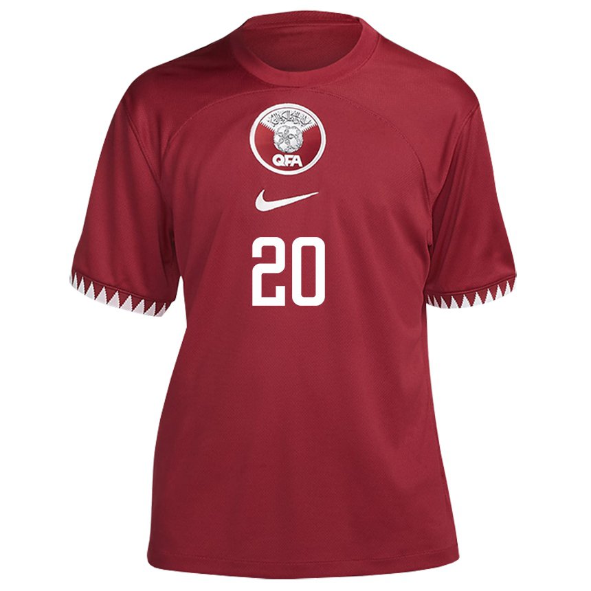 Hombre Camiseta Catar Ahmed Fadel Hasaba #20 Granate 1ª Equipación 22-24 La Camisa