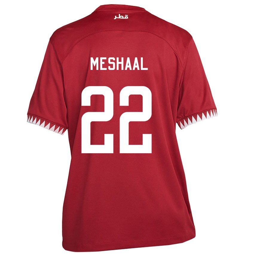 Hombre Camiseta Catar Meshaal Barsham #22 Granate 1ª Equipación 22-24 La Camisa