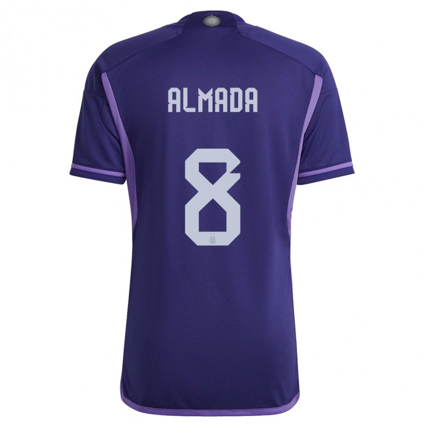 Hombre Camiseta Argentina Thiago Almada #8 Morado 2ª Equipación 22-24 La Camisa