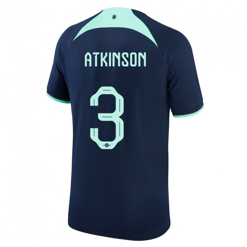 Hombre Camiseta Australia Nathaniel Atkinson #3 Azul Oscuro 2ª Equipación 22-24 La Camisa