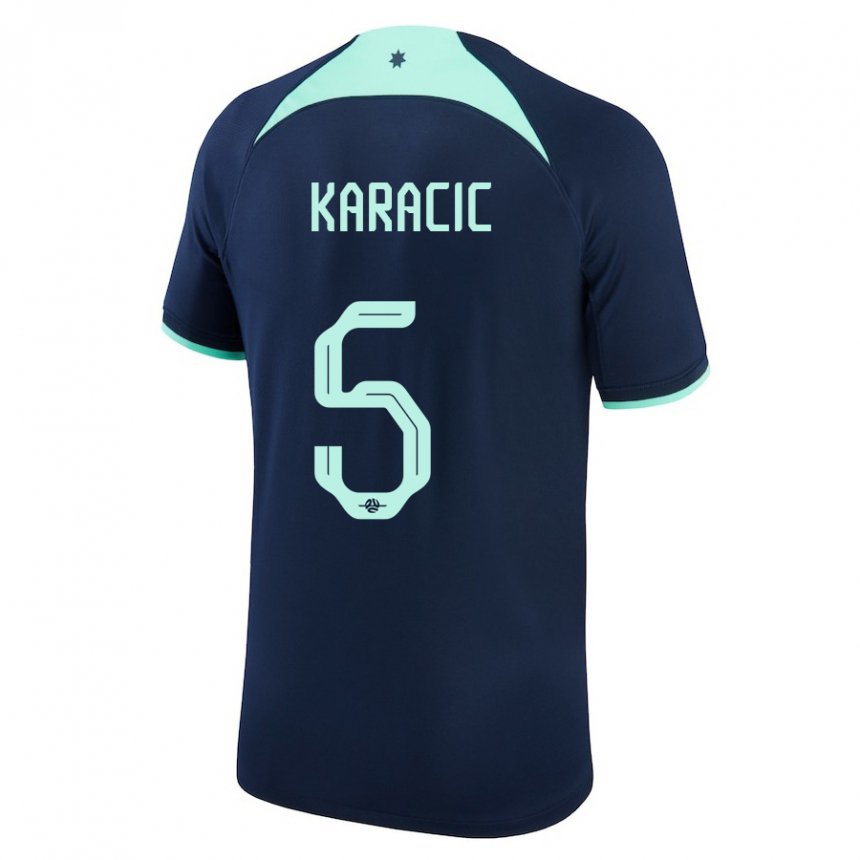 Hombre Camiseta Australia Fran Karacic #5 Azul Oscuro 2ª Equipación 22-24 La Camisa