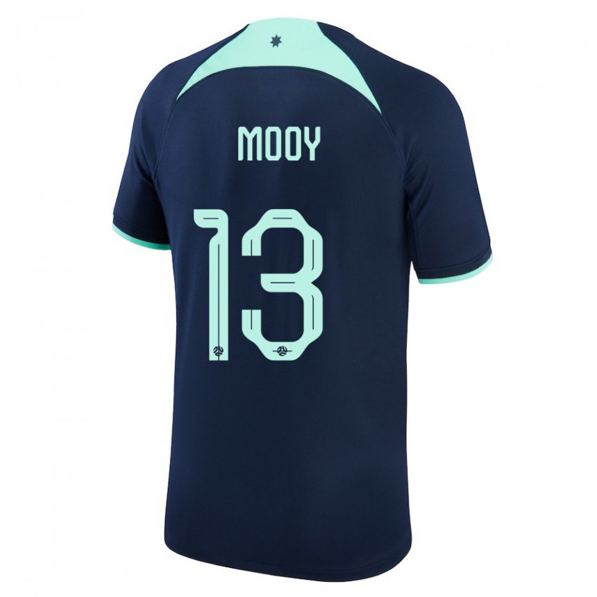 Hombre Camiseta Australia Aaron Mooy #13 Azul Oscuro 2ª Equipación 22-24 La Camisa
