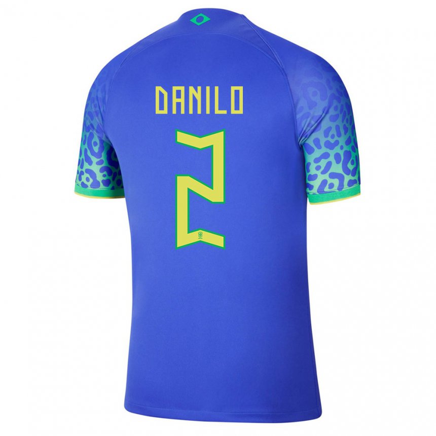 Hombre Camiseta Brasil Danilo #2 Azul 2ª Equipación 22-24 La Camisa