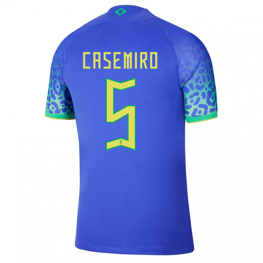 Hombre Camiseta Brasil Casemiro #5 Azul 2ª Equipación 22-24 La Camisa
