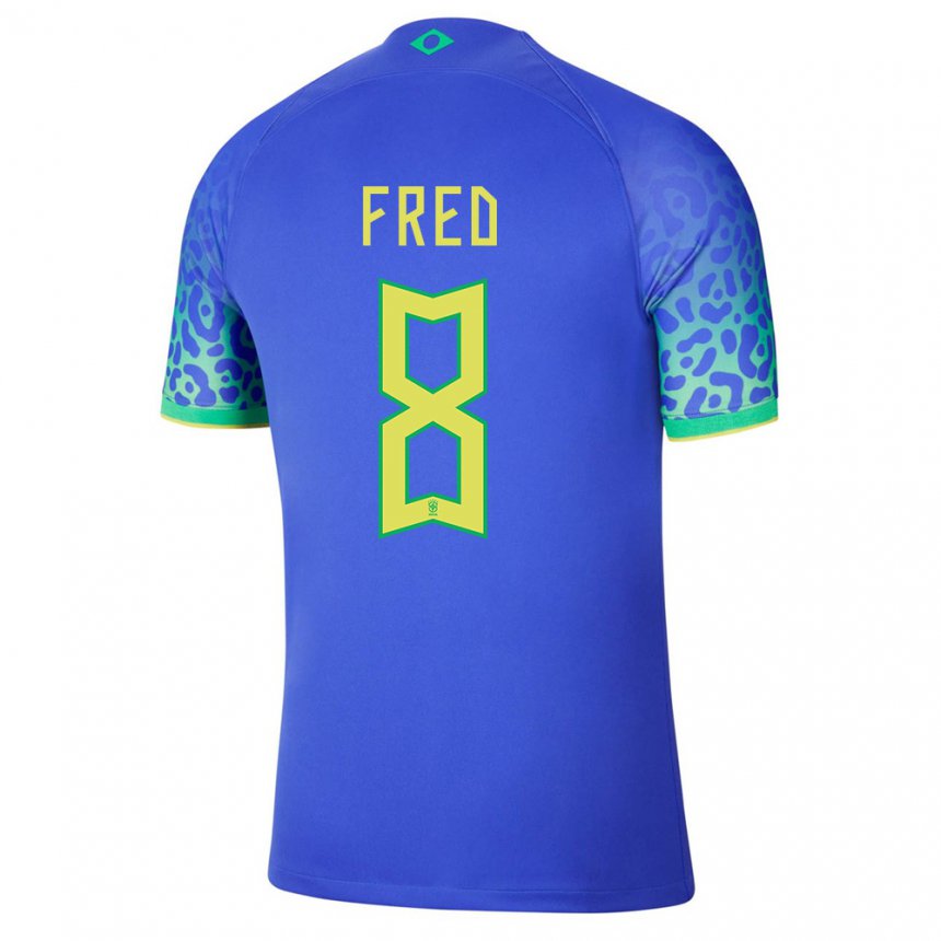 Hombre Camiseta Brasil Fred #8 Azul 2ª Equipación 22-24 La Camisa